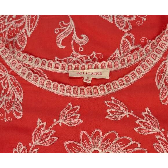 Solitaire Salman Embroidered Lotus Blouse Sz S Floral Shirt Crochet Boho Fairy - Picture 6 of 8